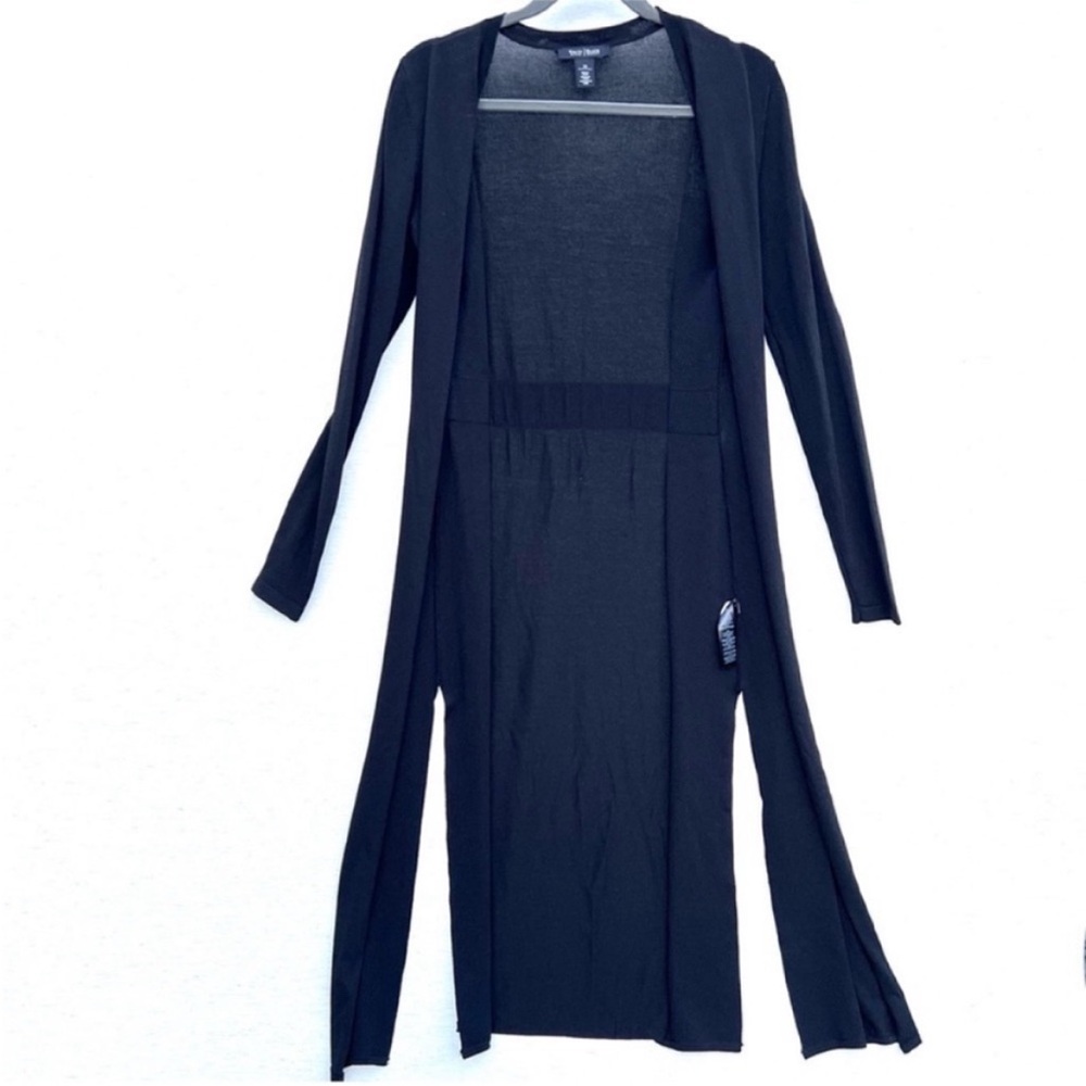 White House Black Market Long Black Duster Cardigan size XS